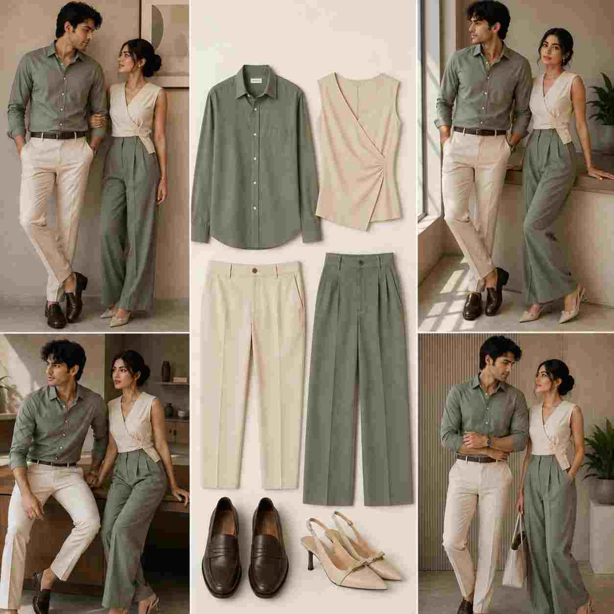 Office Couple Sage Green Outfit