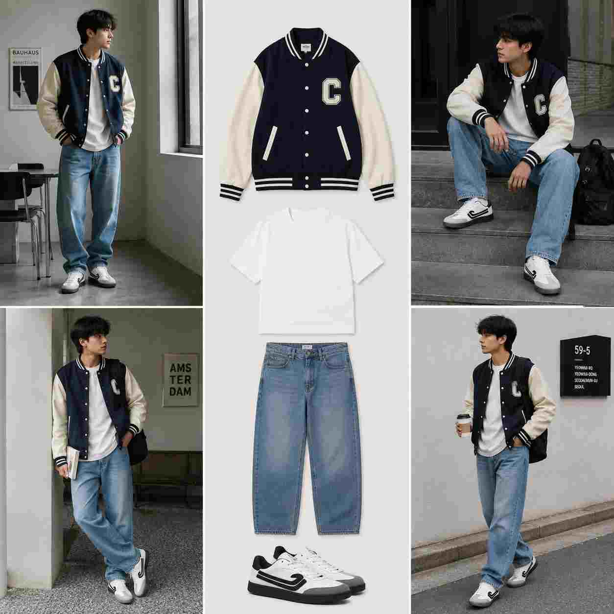 Korean Varsity Jacket Outfit