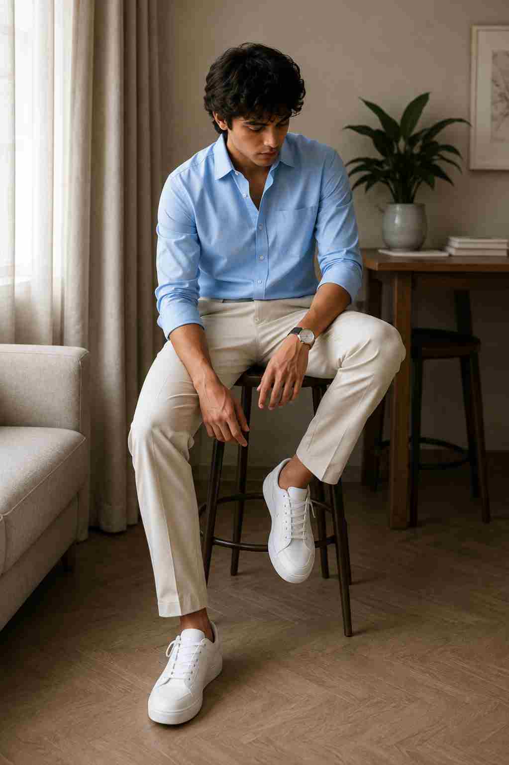 Powder Blue Shirt Look 2