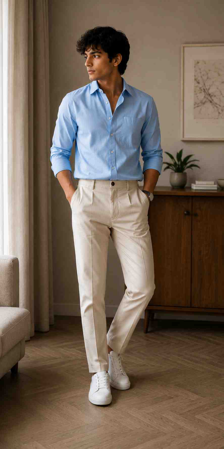 Powder Blue Shirt Look 3