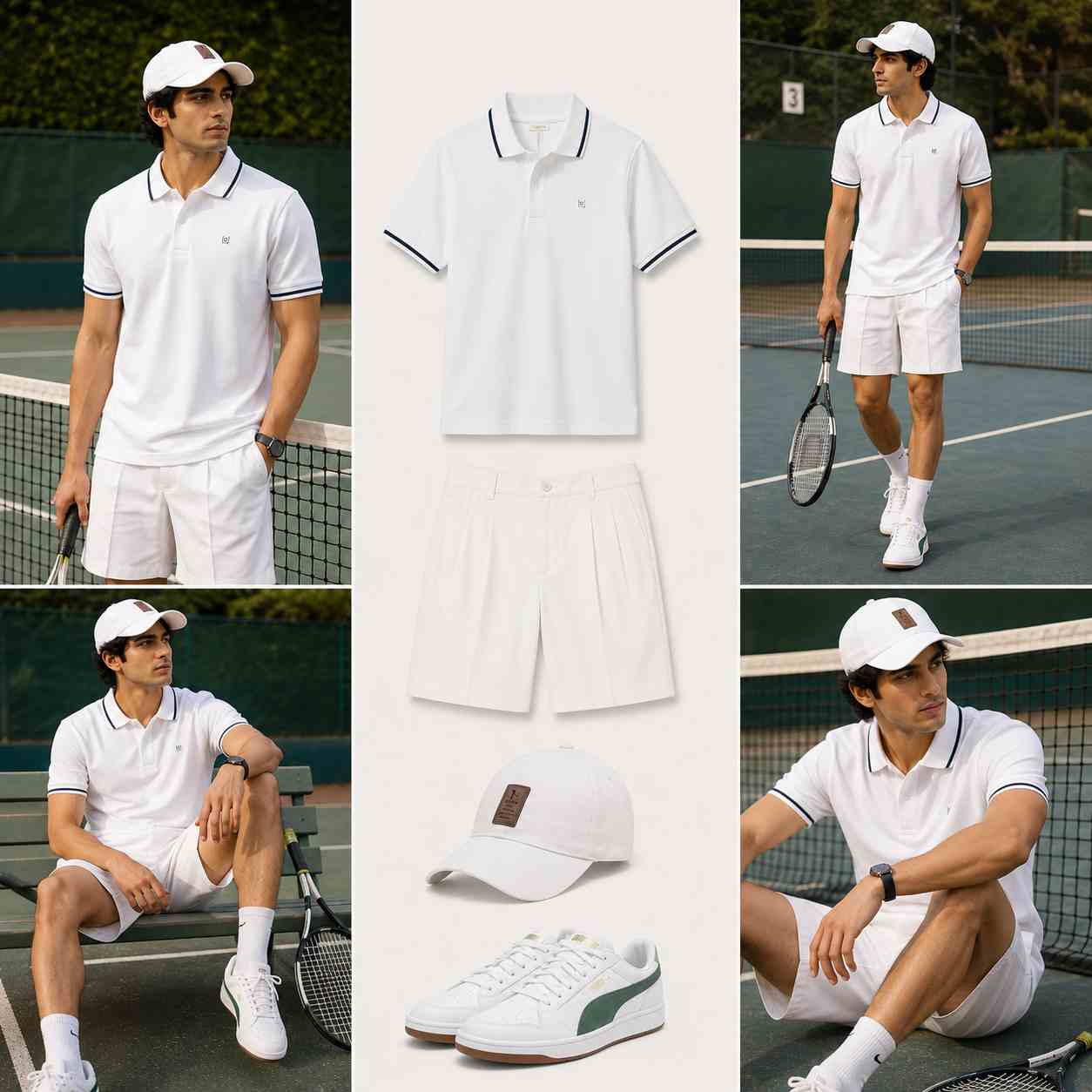 Tennis Club White Polo Outfit