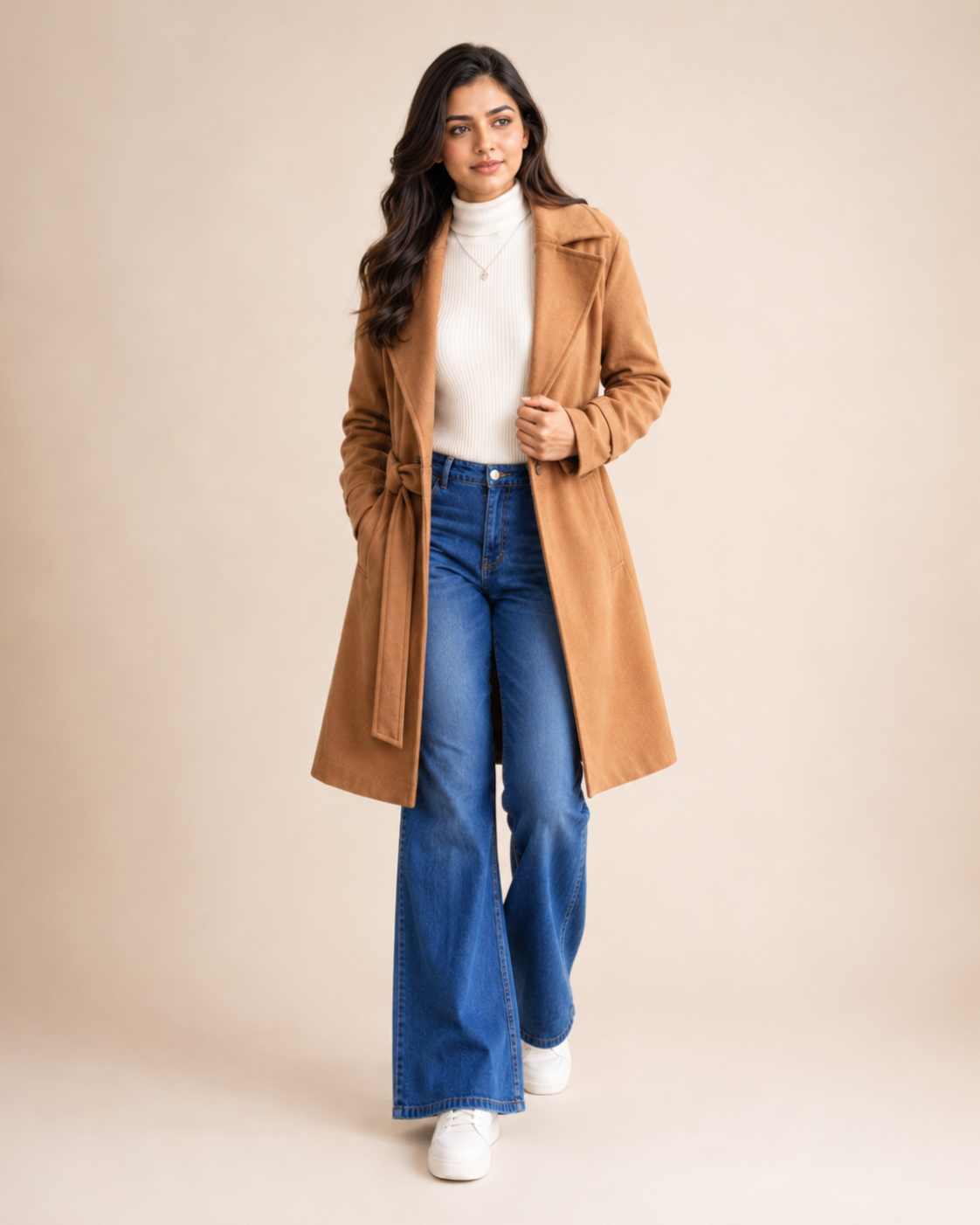 Camel Coat Model Look